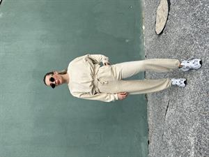 Taş Rengi Crop Üst- Jogger İkili Takım 