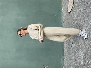 Taş Rengi Crop Üst- Jogger İkili Takım 