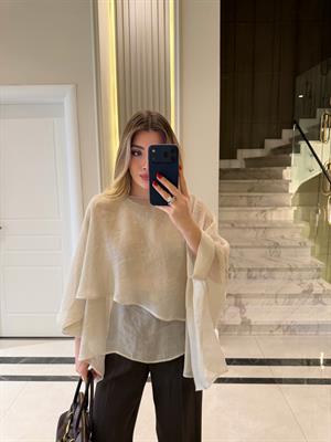 Taş Uçuşan Pelerin Bluz-5026