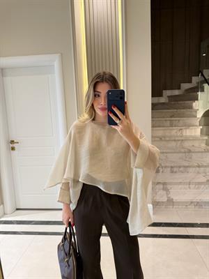 Taş Uçuşan Pelerin Bluz-5026