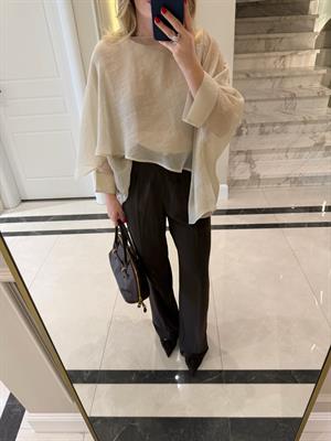 Taş Uçuşan Pelerin Bluz-5026