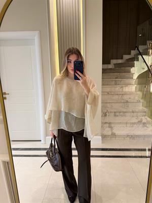 Taş Uçuşan Pelerin Bluz-5026