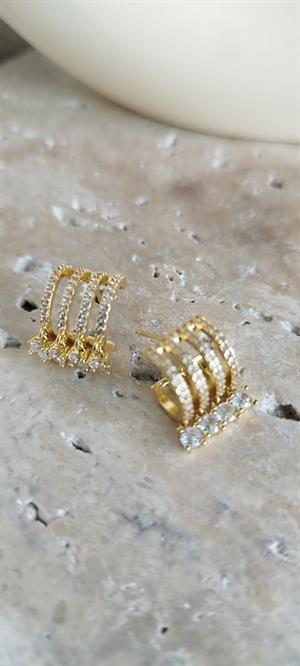 Taşlı Gold Elovora Küpe