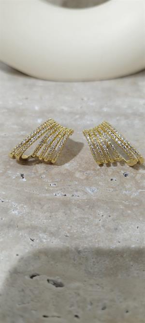 Taşlı Gold Geçit Küpe