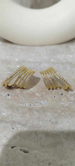 Taşlı Gold Geçit Küpe