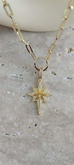 Taşlı Kuzel Yıldızı Ataş Zincirli Kolye 
