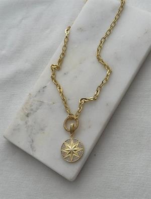 Taşlı Yıldız Madalyon Kolye