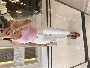 Toz Pembe Fitilli Halter Yaka Top -21052