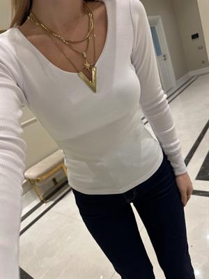 V Demir Aksesuarlı Beyaz  Fitilli Body