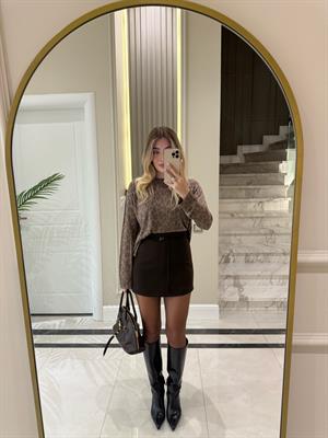 Vizon Bisiklet Yaka Leopar Baskılı Triko -10666