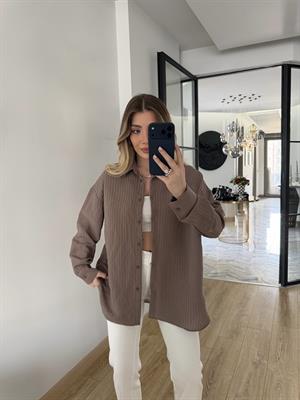 Vizon Çizgili Kendinden Dokulu Tensel Gömlek 1724