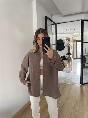 Vizon Çizgili Kendinden Dokulu Tensel Gömlek 1724