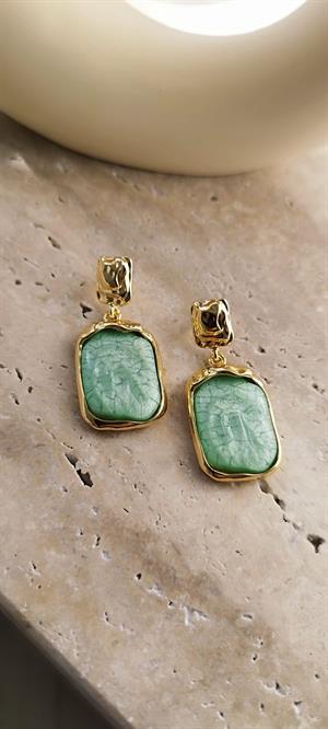 Yeşil  Sedefli Bella Küpe