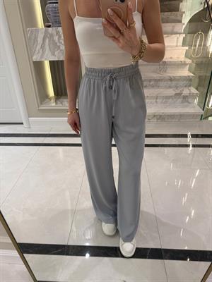 Yüksekbel Beli Lastikli Palazzo Pantolon- Gri