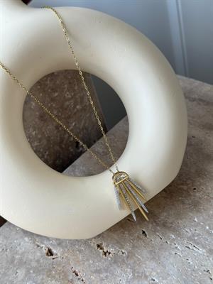 Zallina Taşlı Gold-Silver Kolye 