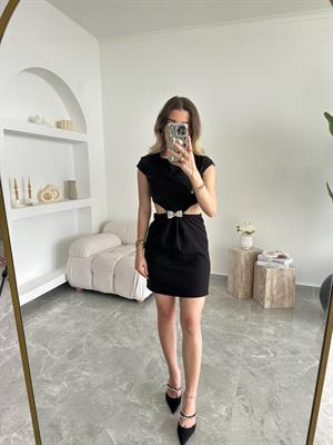 Zr Model Siyah Fiyonk Detaylı Elbise