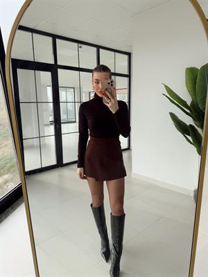 Zr Orj Marka Kapak Cepli Etek  - Kahve 