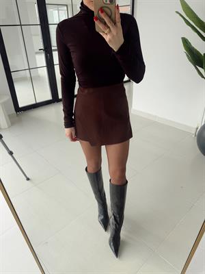 Zr Orj Marka Kapak Cepli Etek  - Kahve 