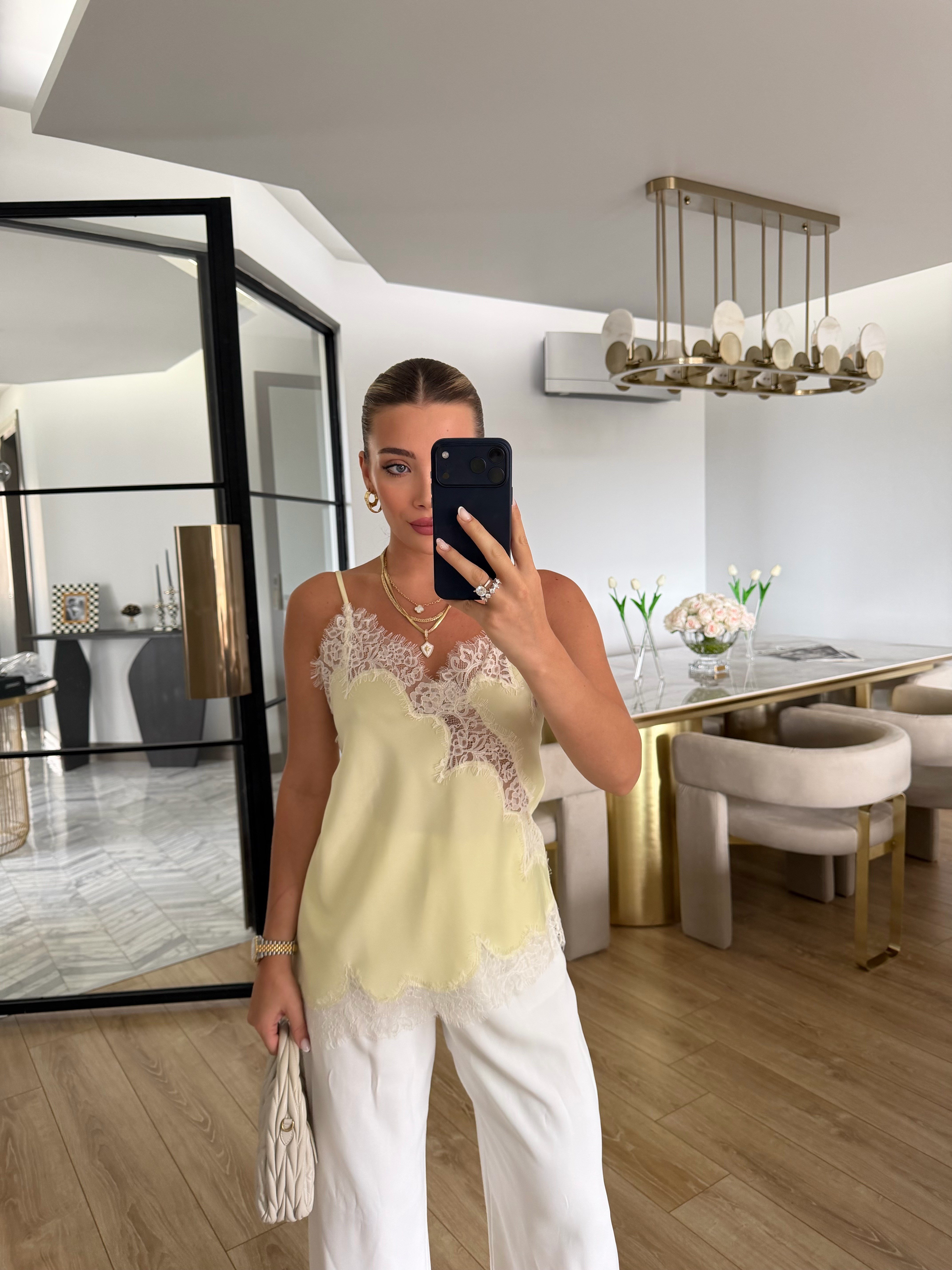 Açık Sarı Lingelie Stil Top-3334