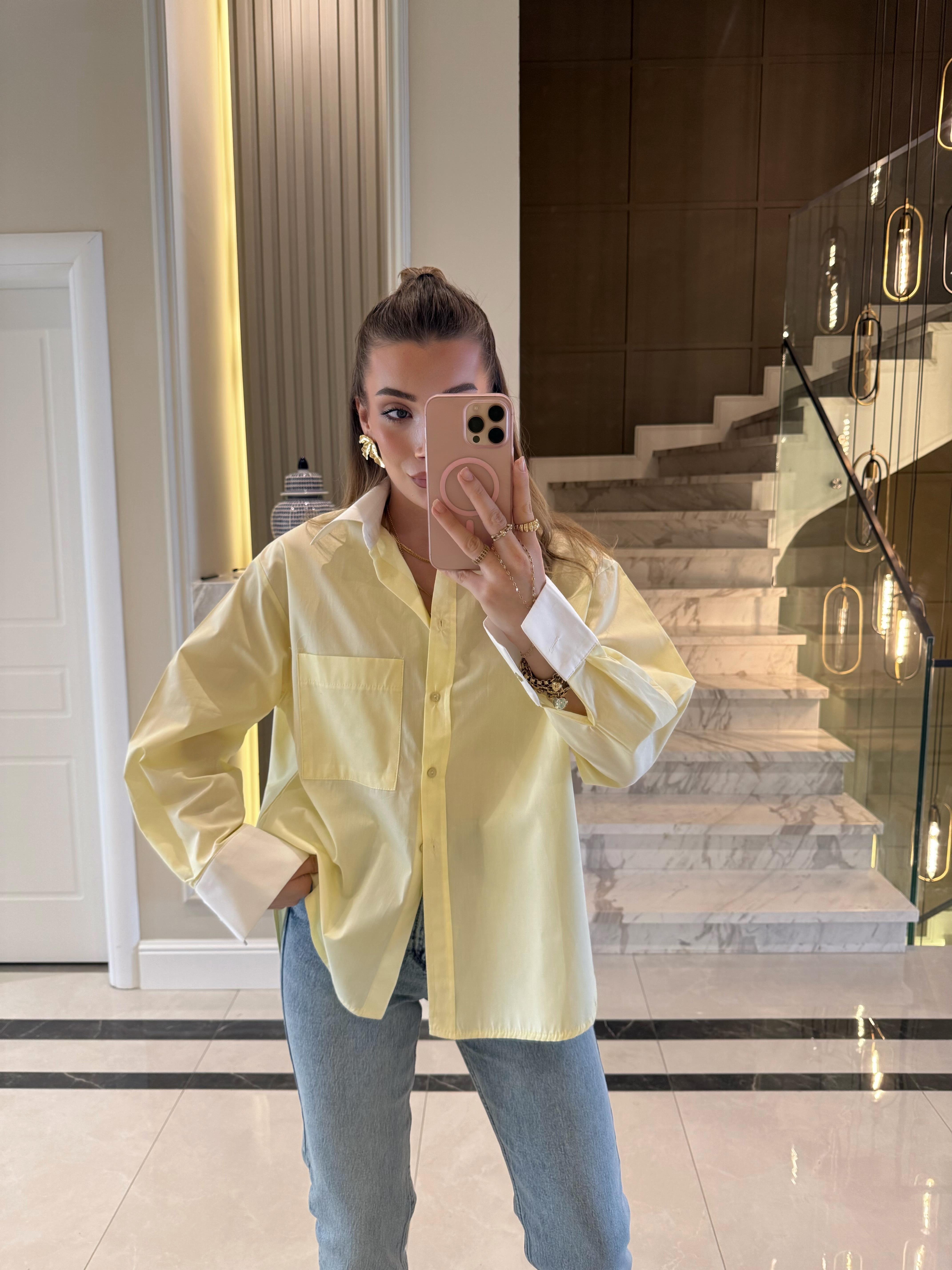 Açık Sarı  Poplin Görice Gömlek-103140