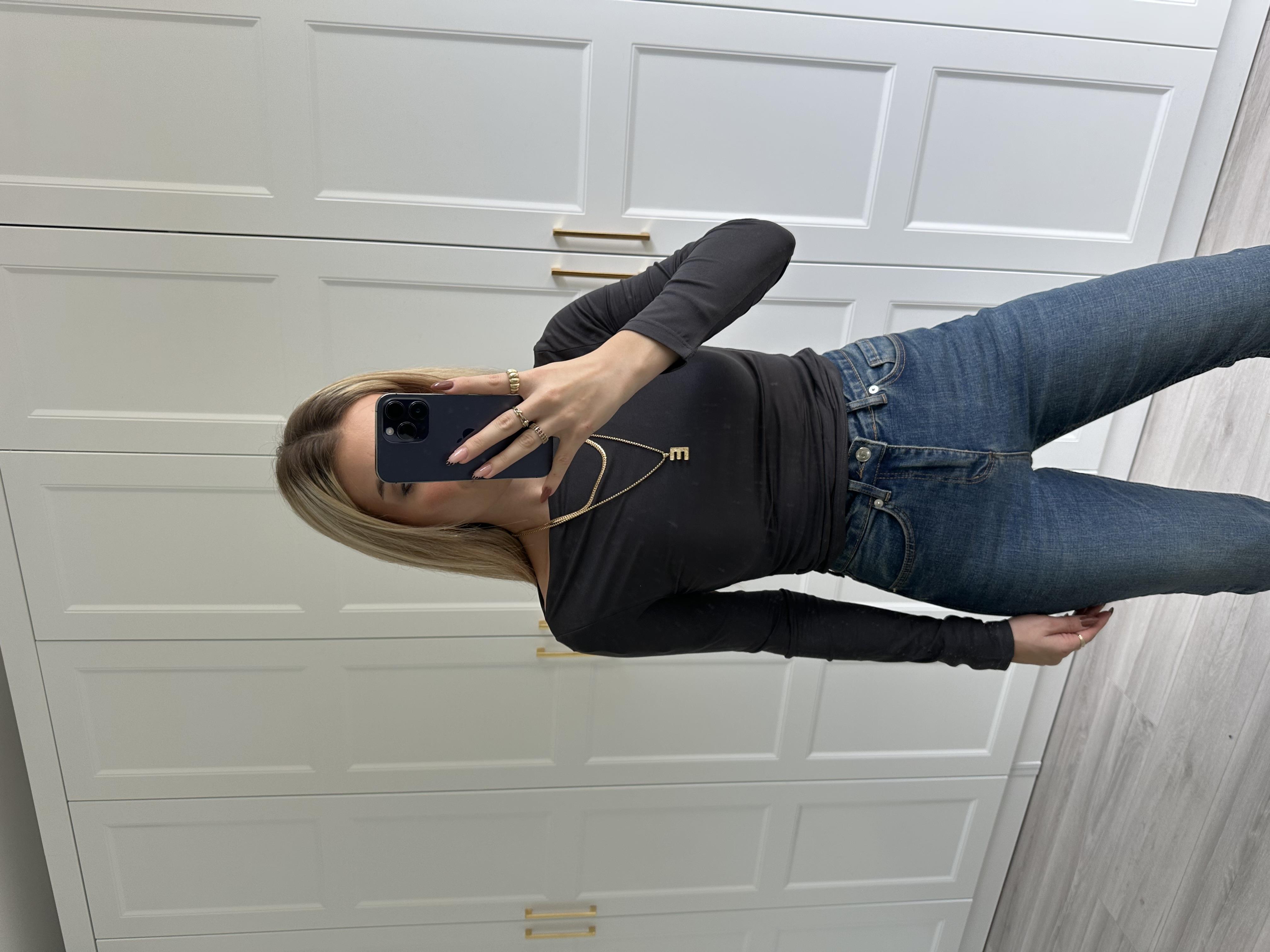 Antrasit DLV Kayık Yaka Bluz  