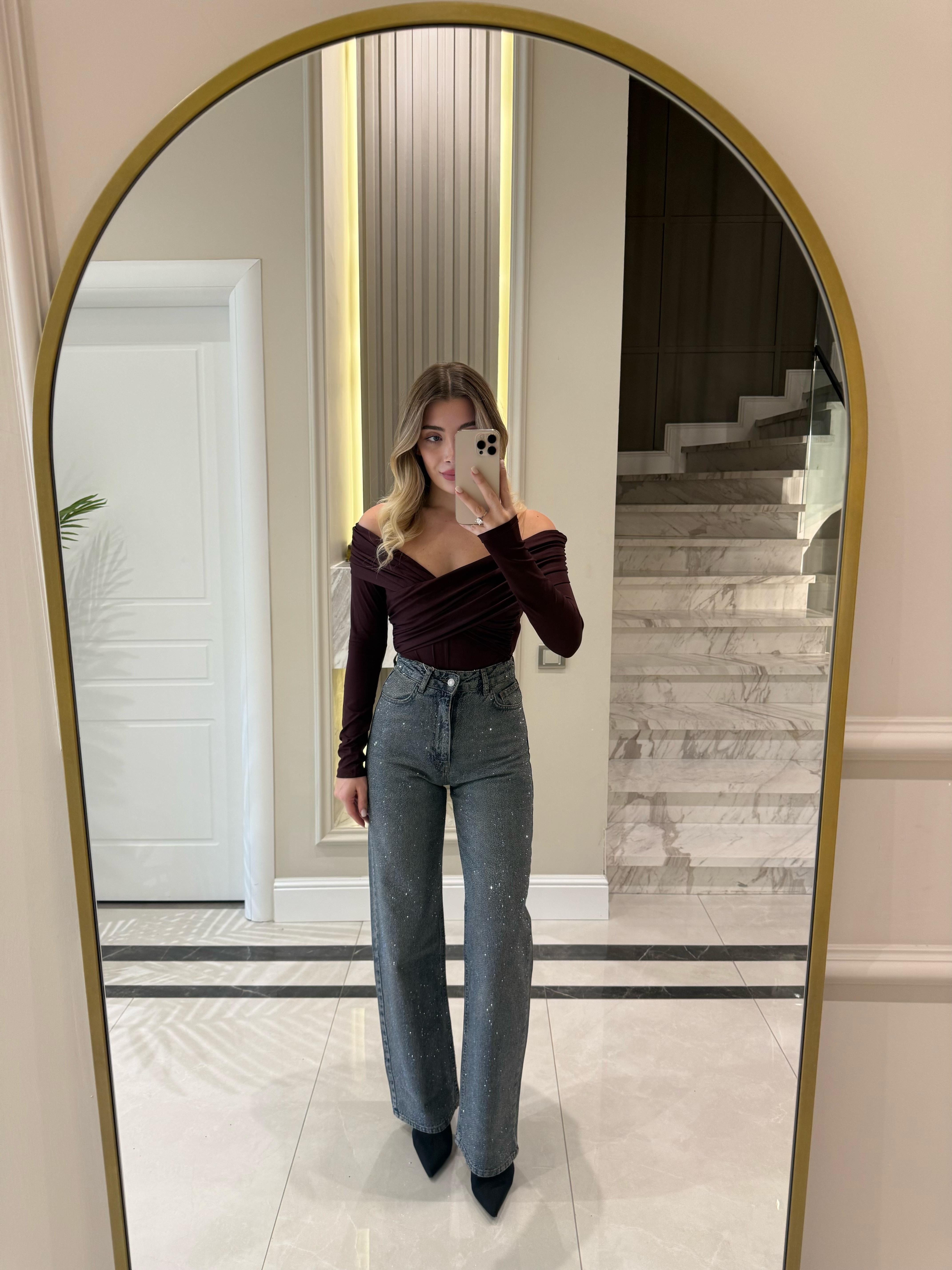 Antrasit Taşlı Premium Jean 