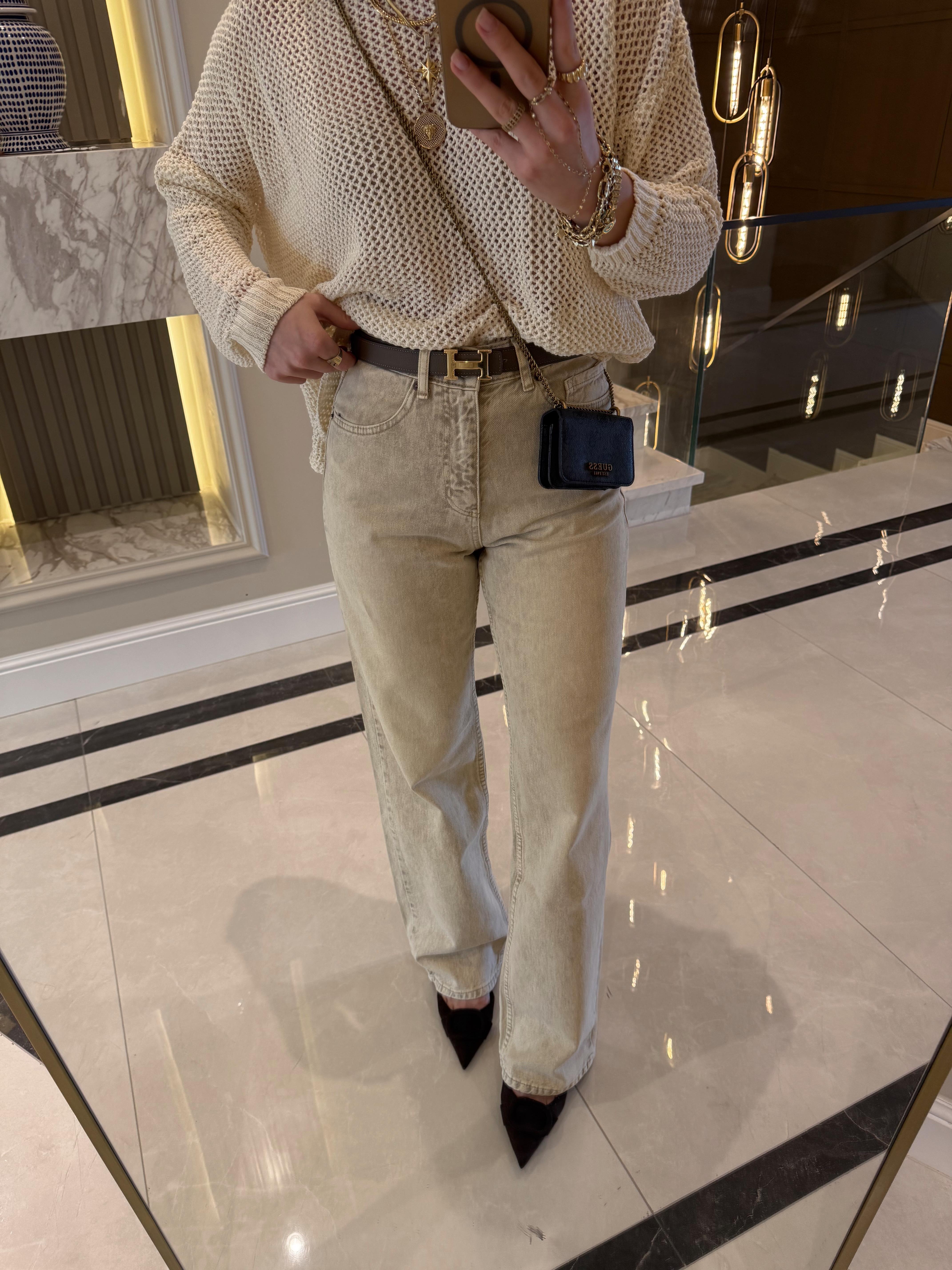 Bej Yıkamalı Orj Marka Straight Jean ZR