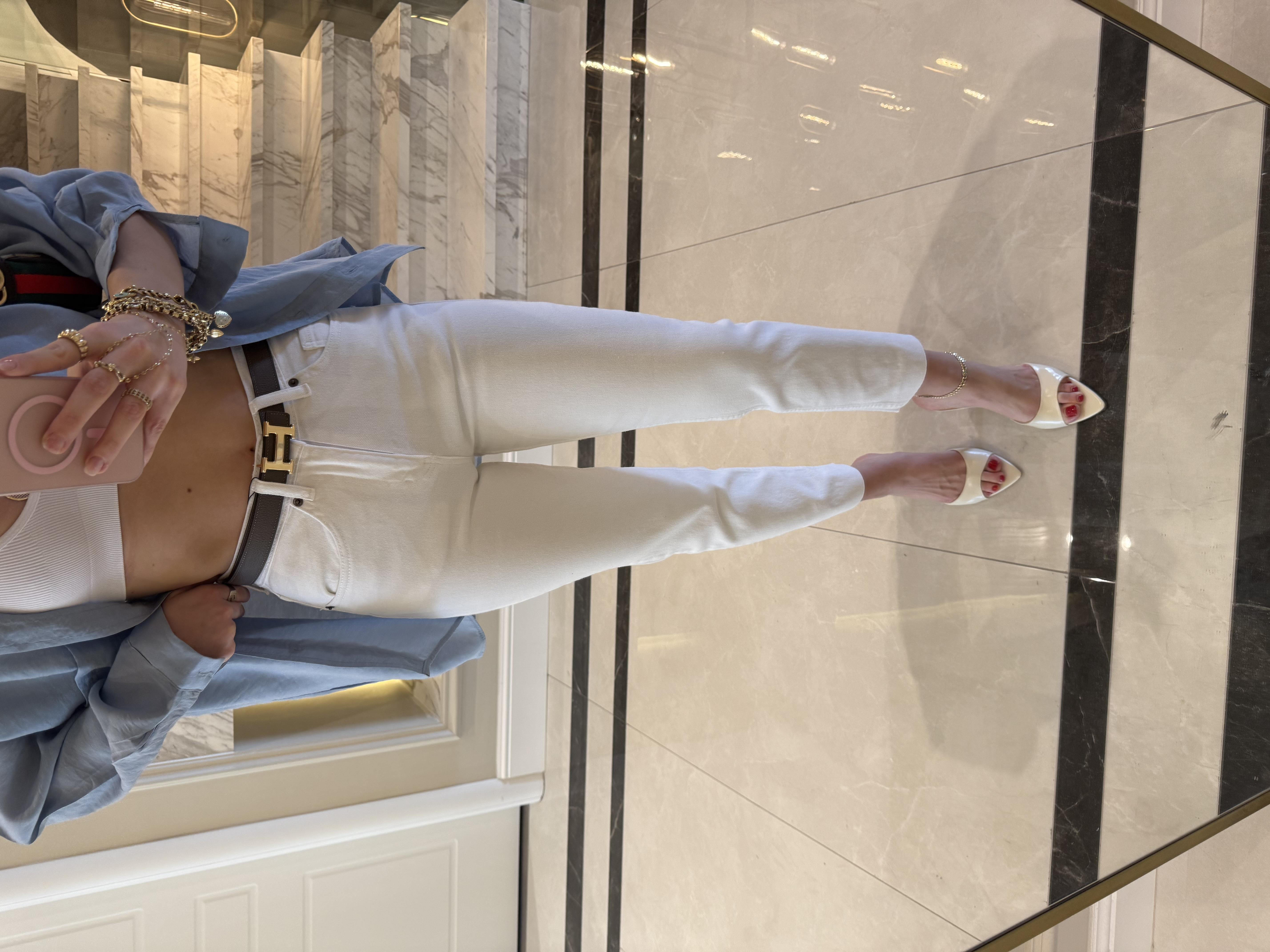 Beyaz Boyfit ZR Yüksekbel Jean