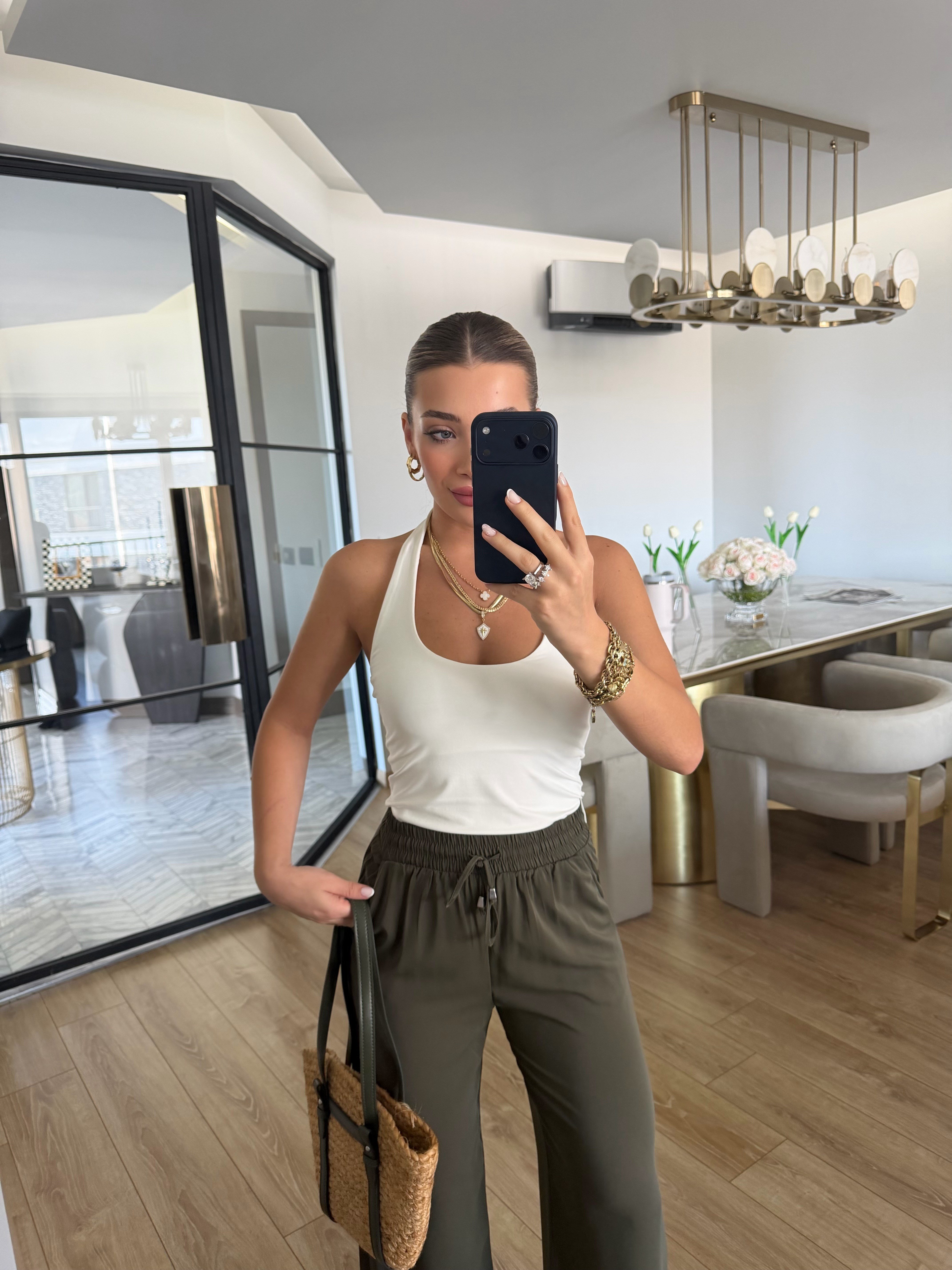 Beyaz Halter Yaka Top -31753