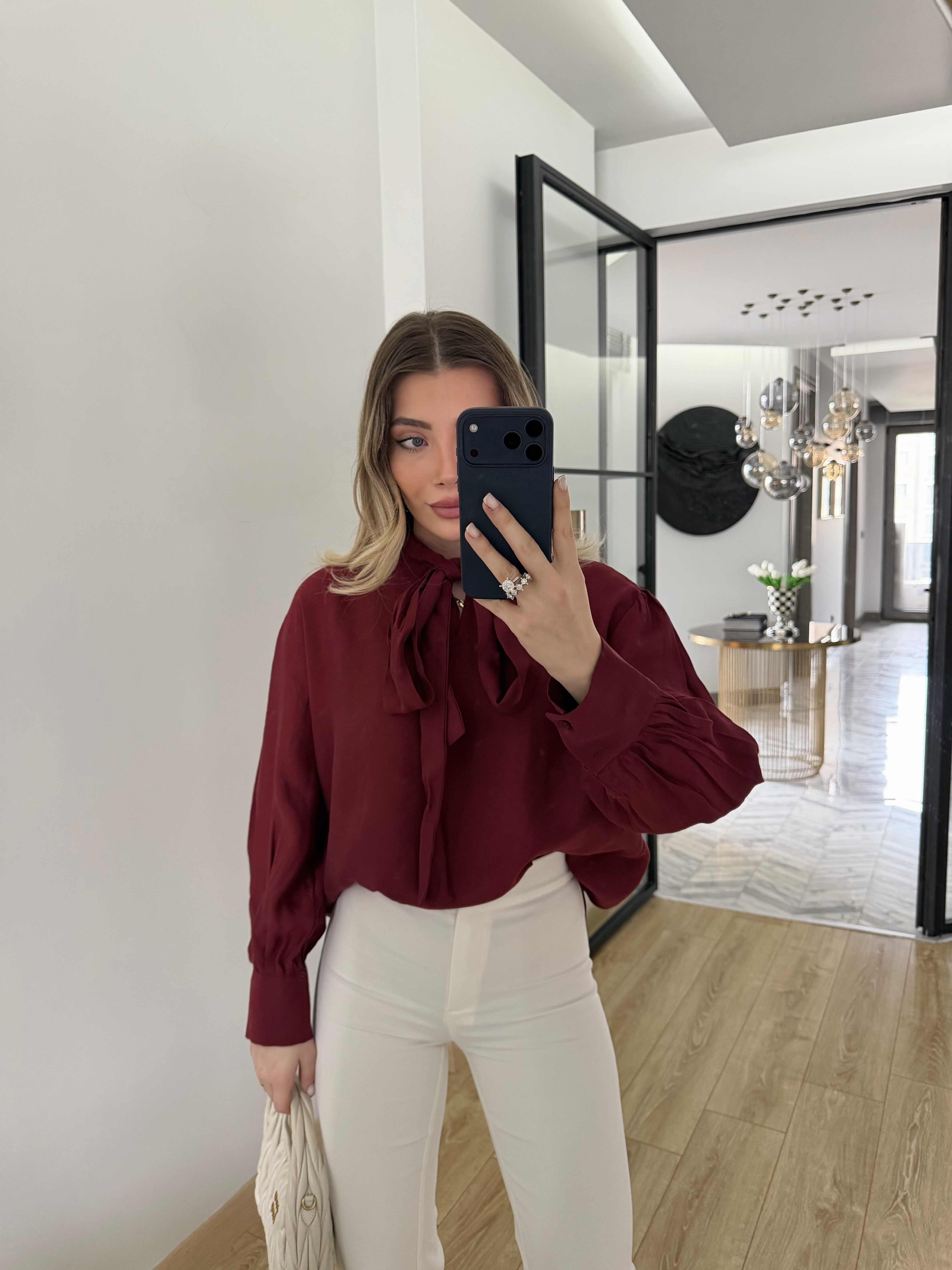 Bordo Bağcıklı Gömlek-5050