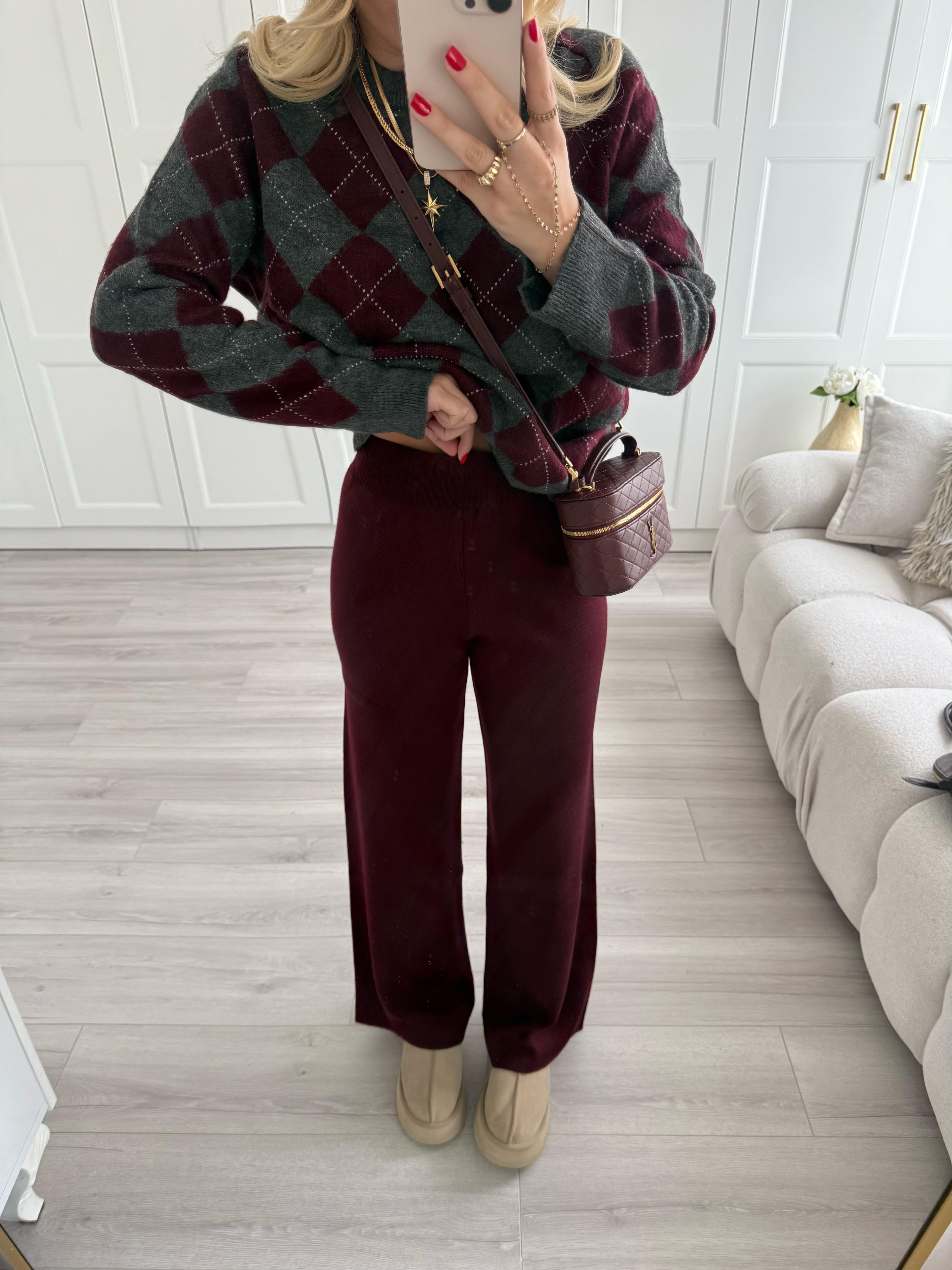 Bordo Triko Pantolon-5254