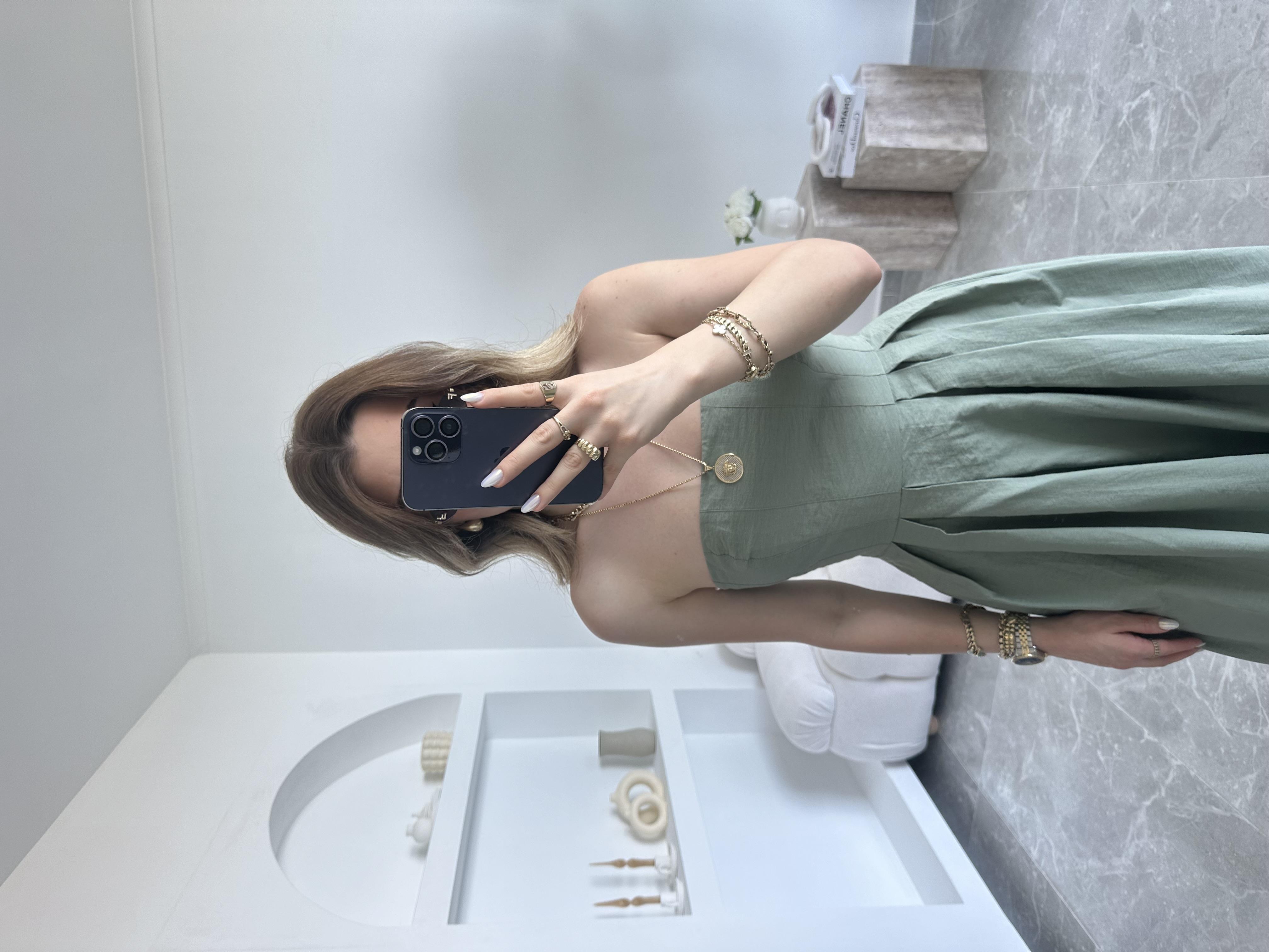 Çağla Yeşili Straplez Maxi Boy Elbise 