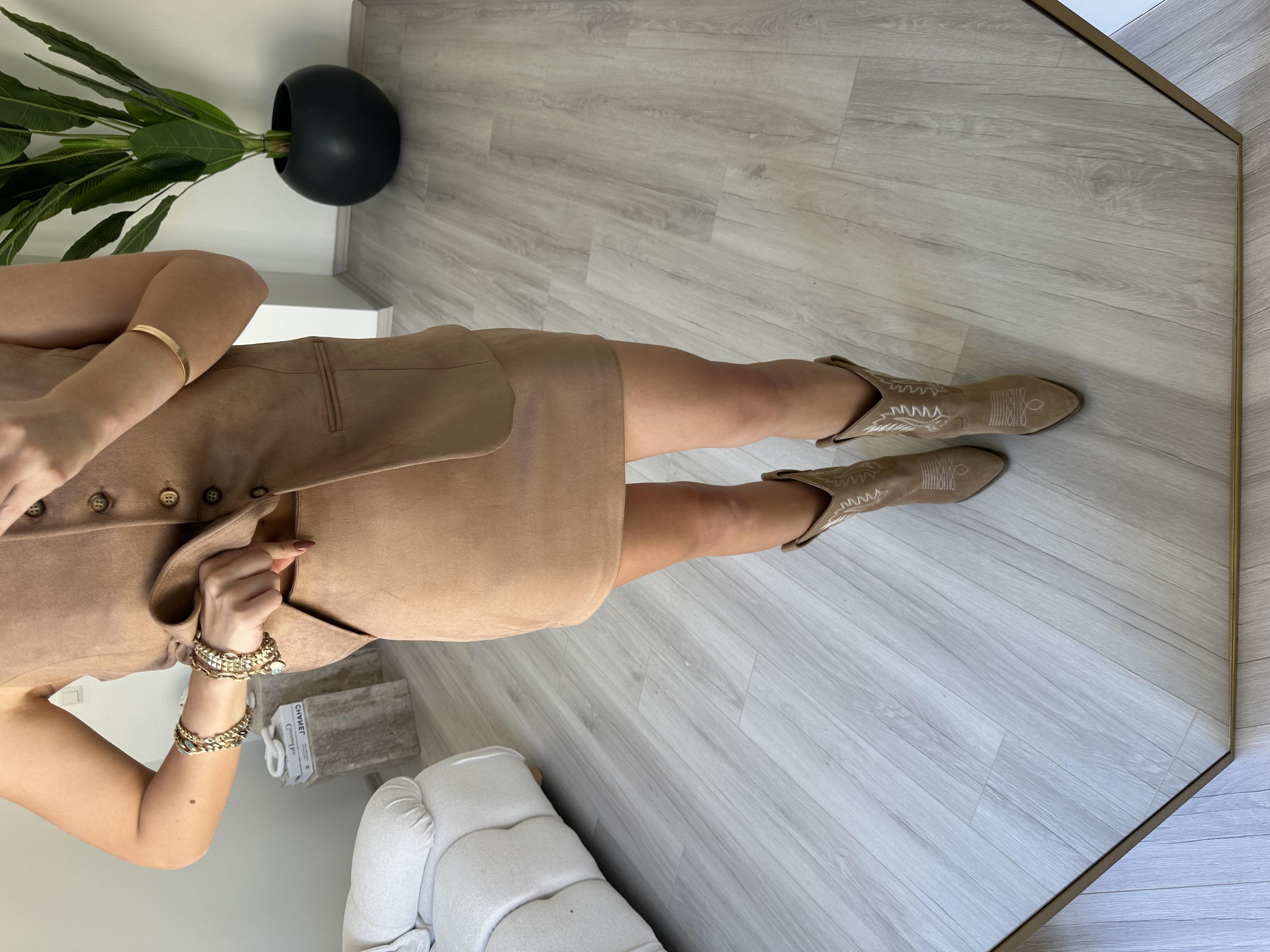 Camel Süet Mini Etek  