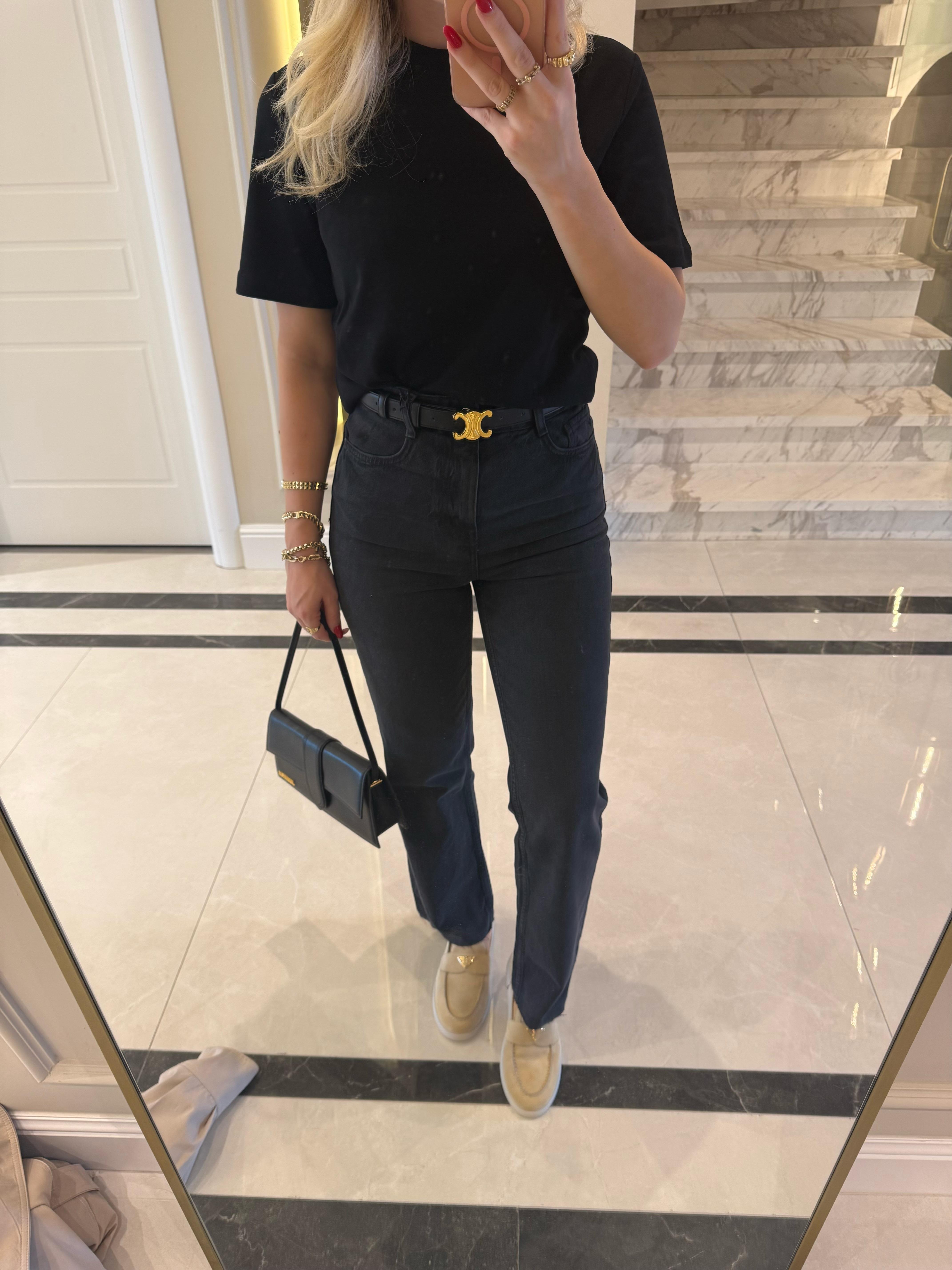 Füme Straight Leg Yüksek Bel Jean