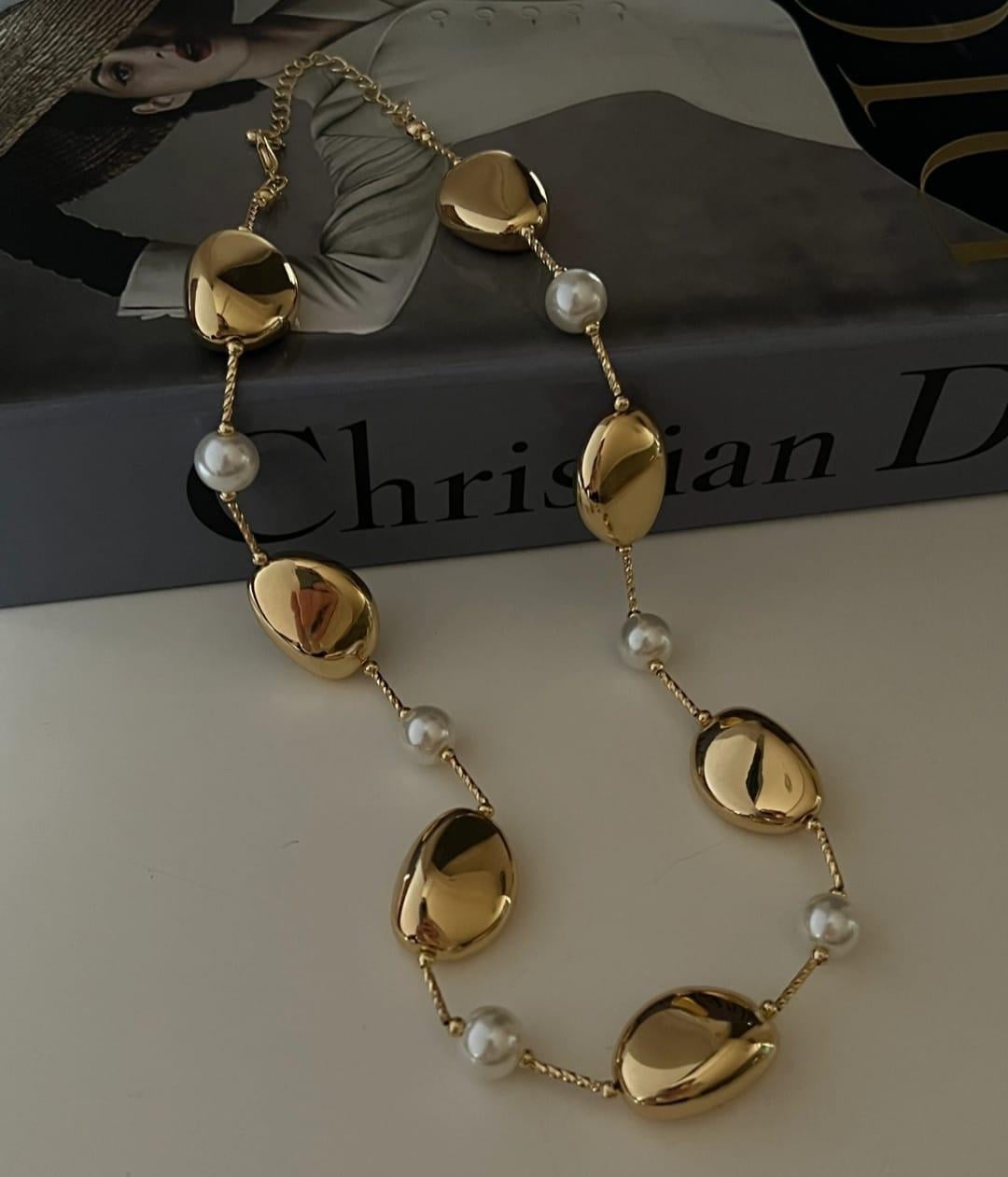 Gold Elips-İnci Kolye