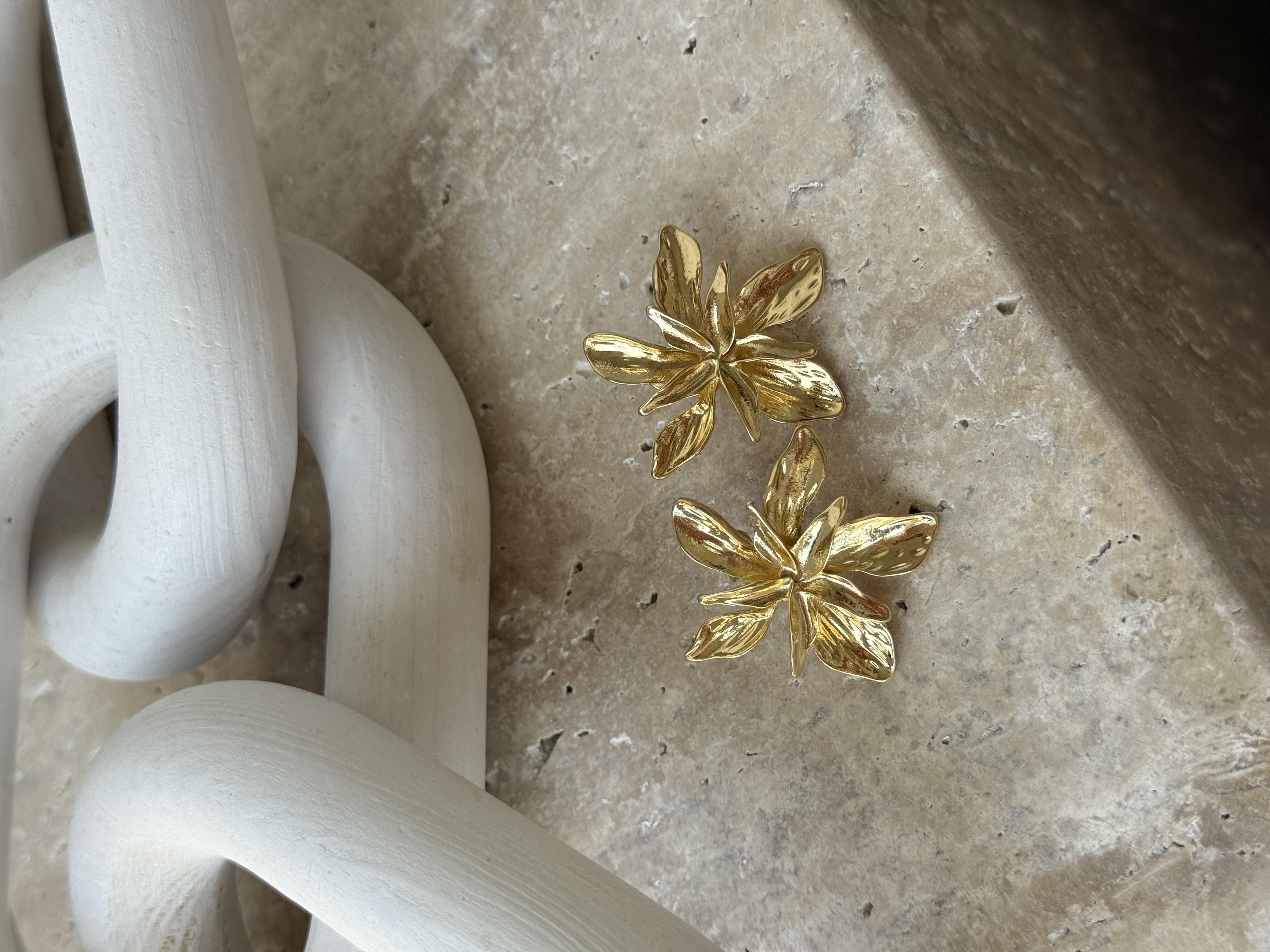 Gold  Mini Çiçek Küpe