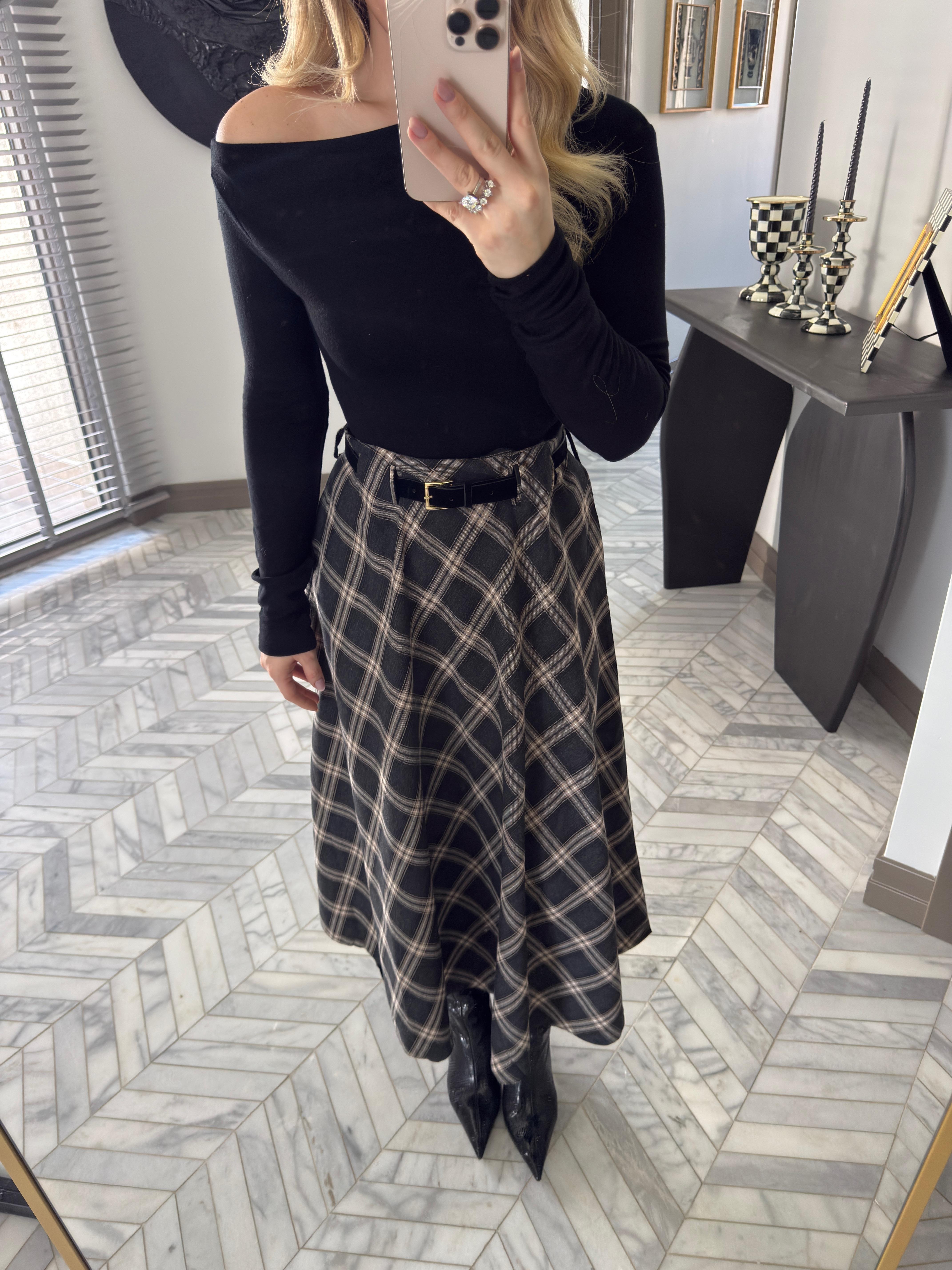 Gri Kemerli Salaş Etek-37057