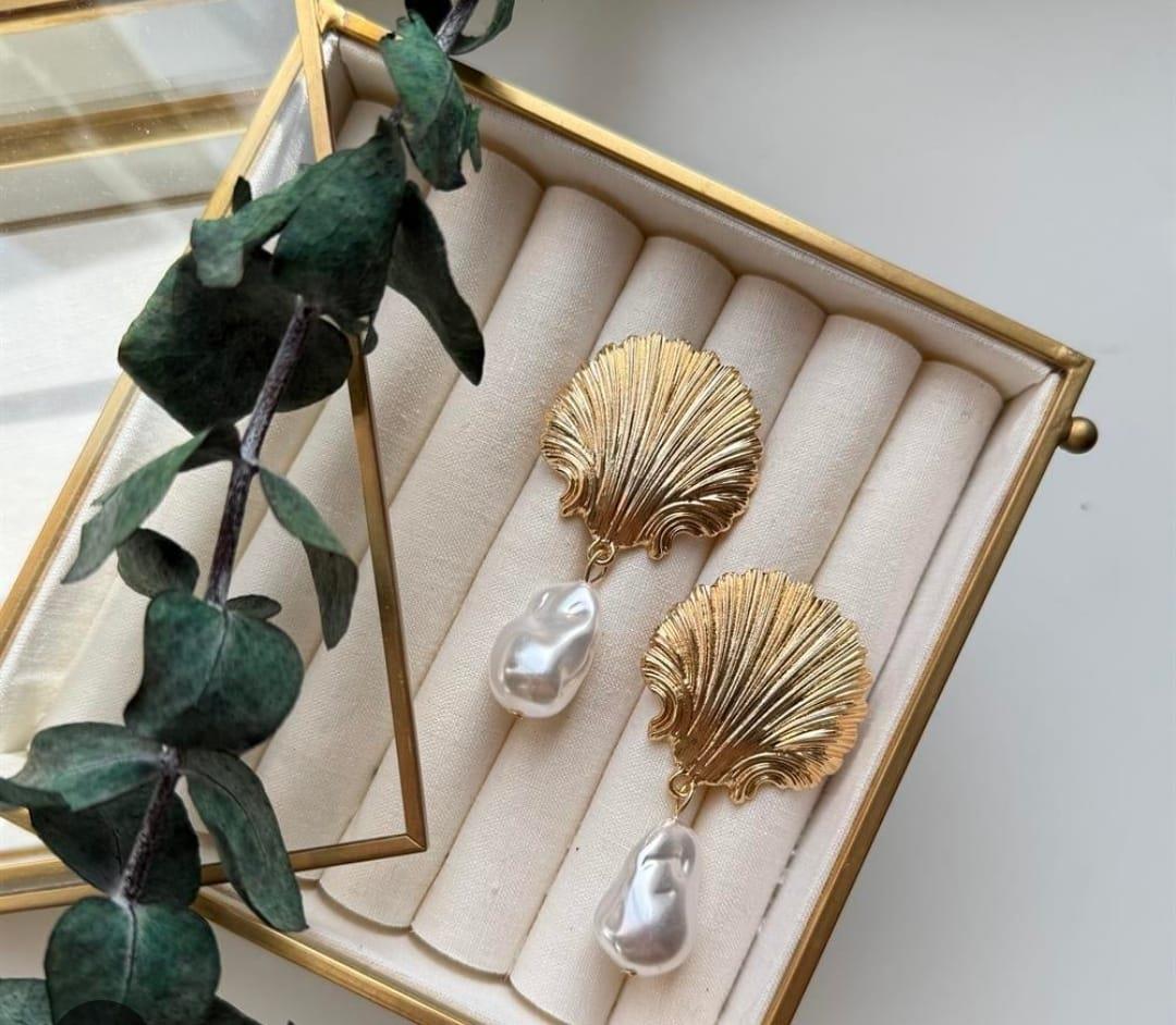 İnci- Midye Kabuklu Küpe 