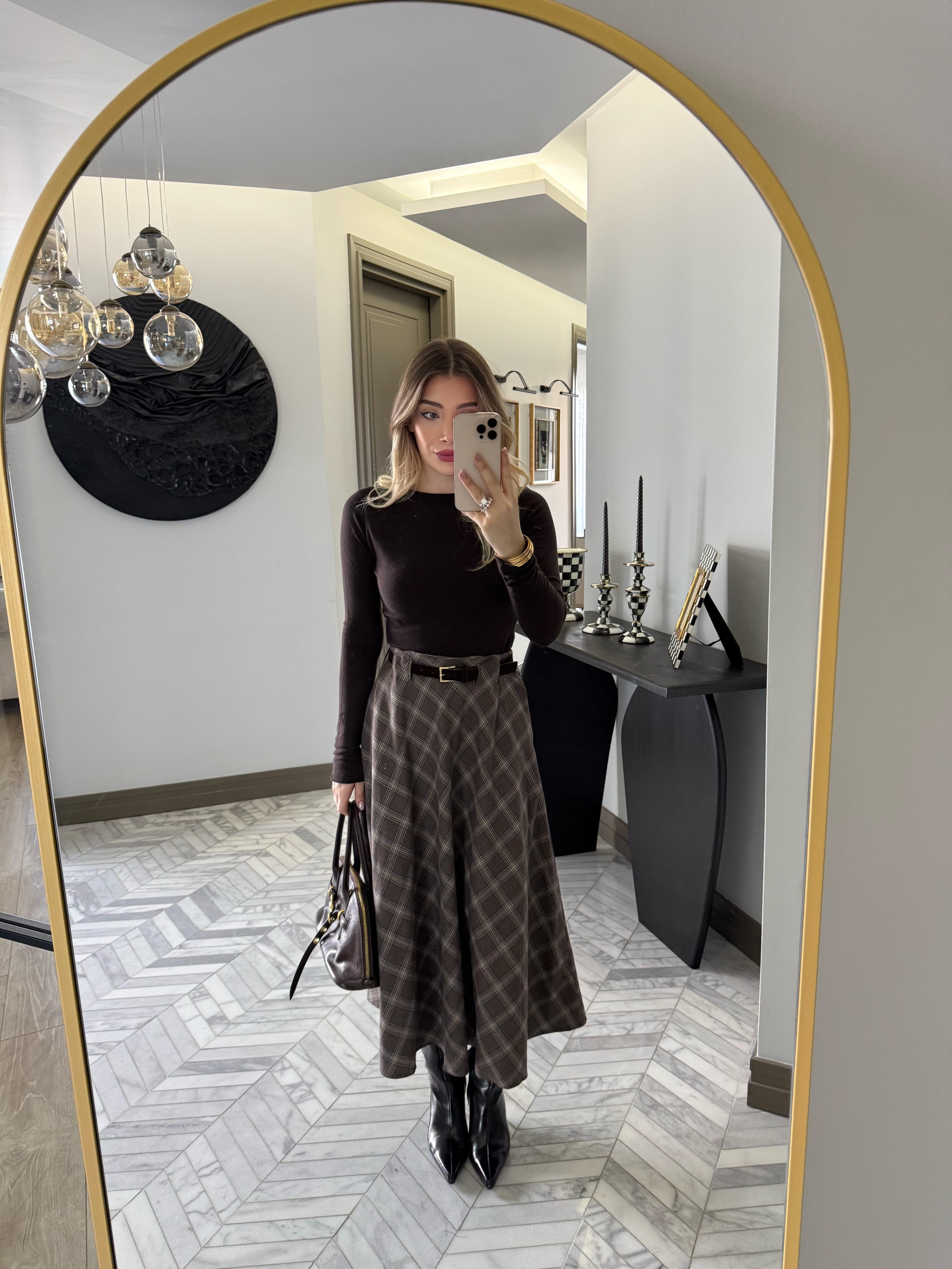 Kahve Kemerli Salaş Etek-37057