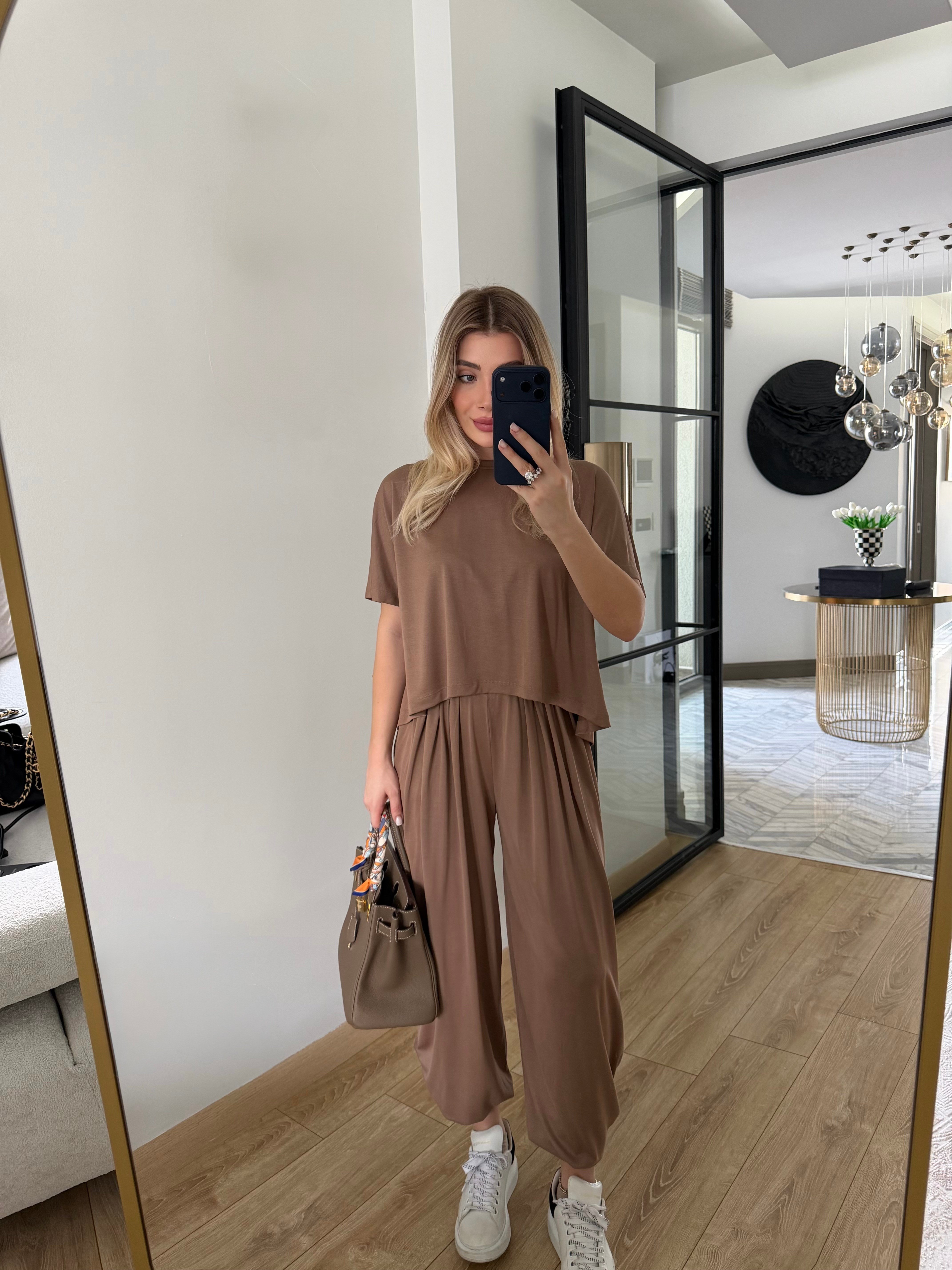 Kahve Tişört Pantolon İkili Takım-51149