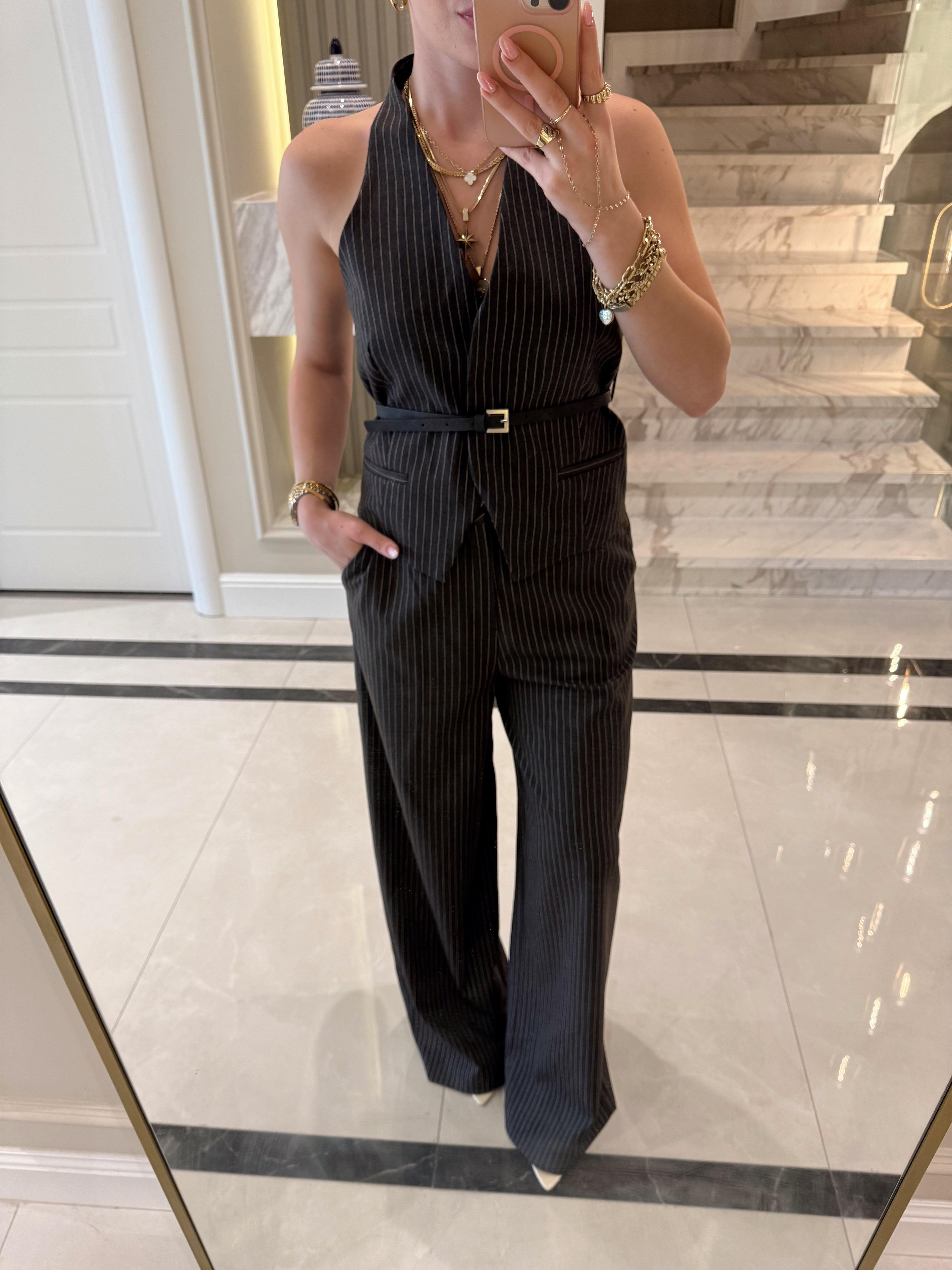 Kahve Yelek Pantolon Takım -9569