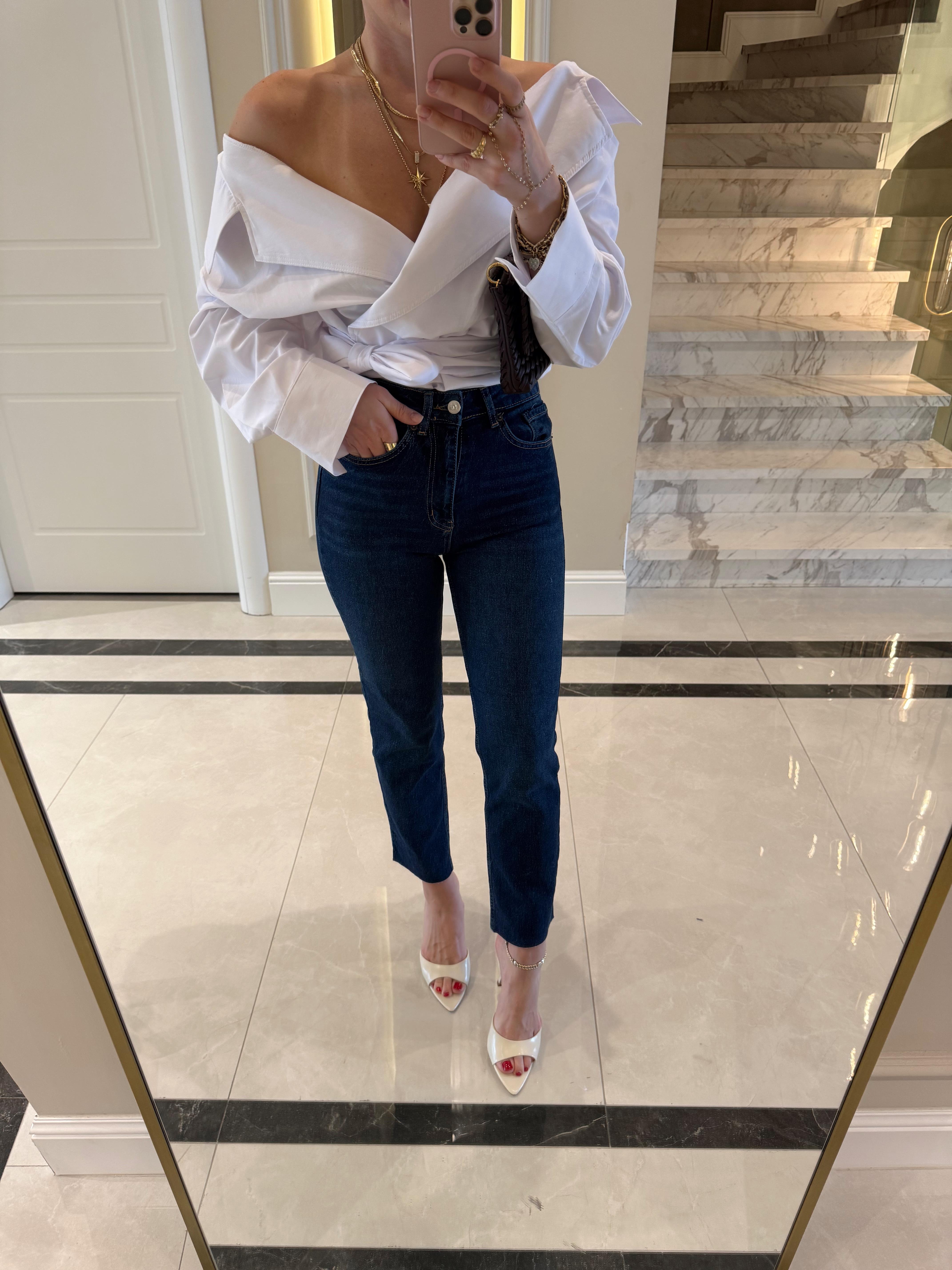 Lacivert  Boyfit ZR Yüksekbel Jean