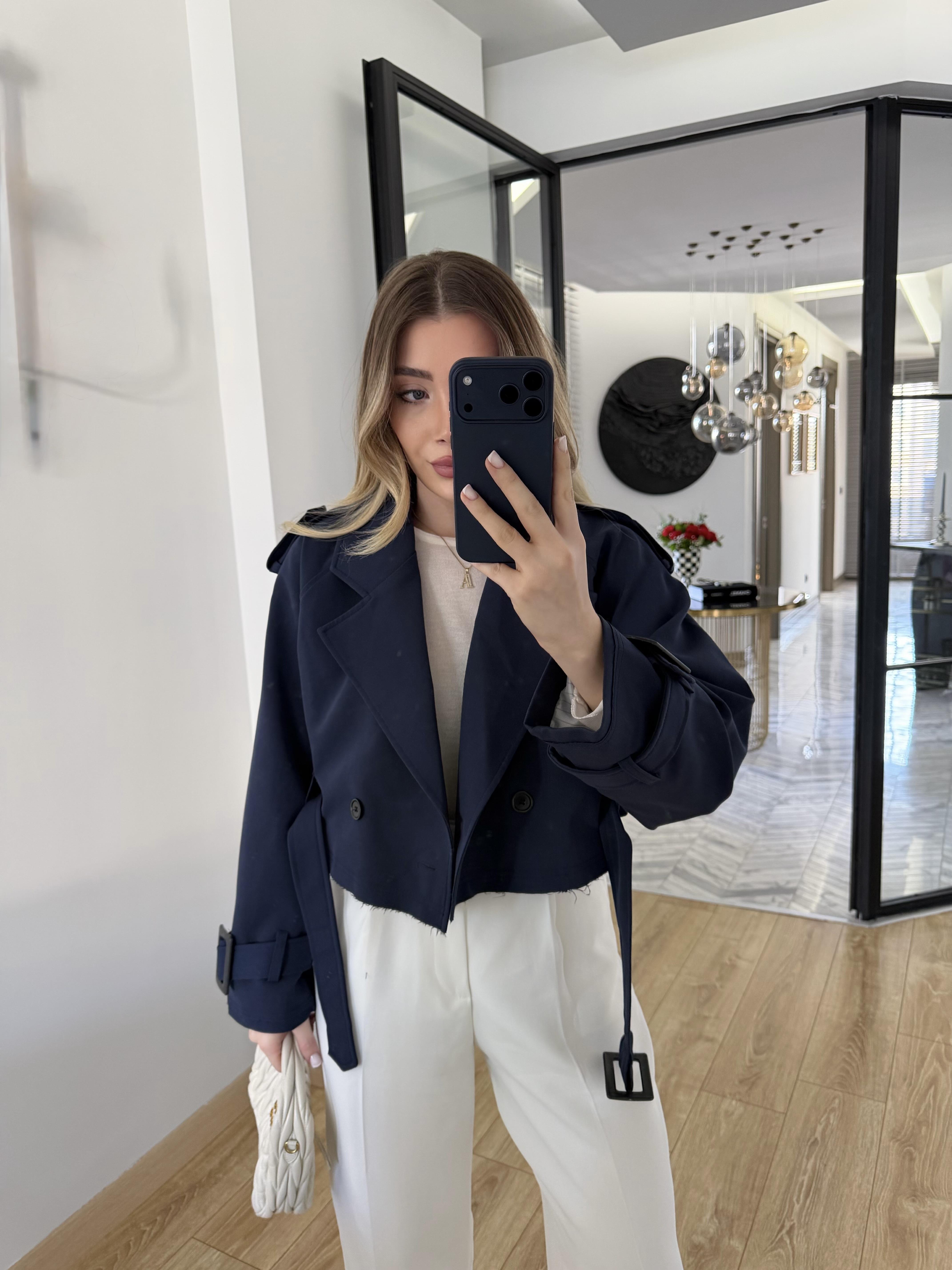 Lacivert Reglan Kısa Ceket-9306