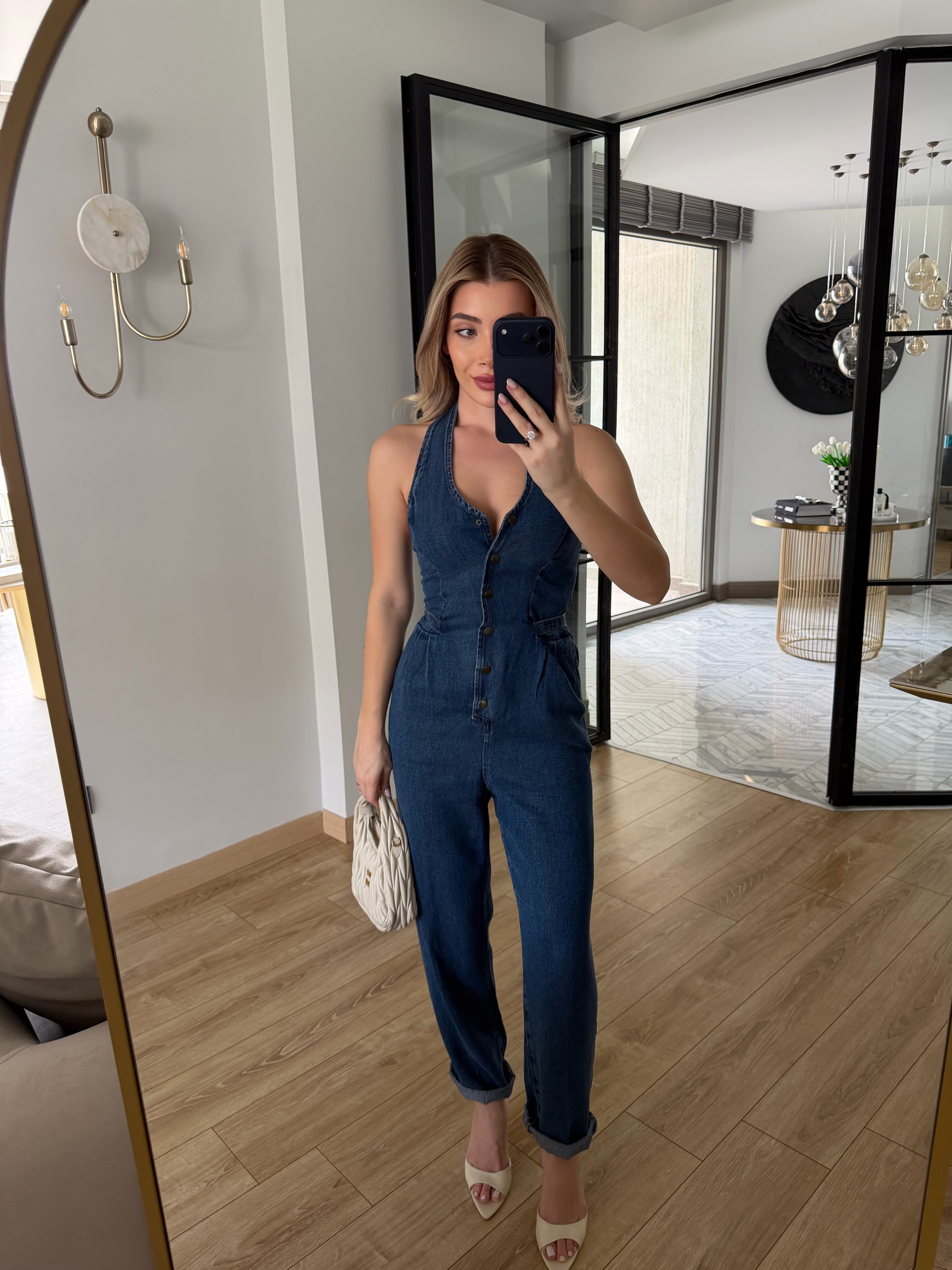 Lacivert Tensel Denim Tulum 