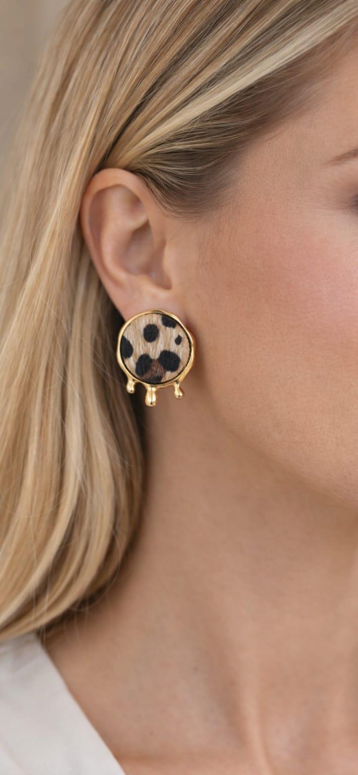 Leopar Desenli Akış Küpe