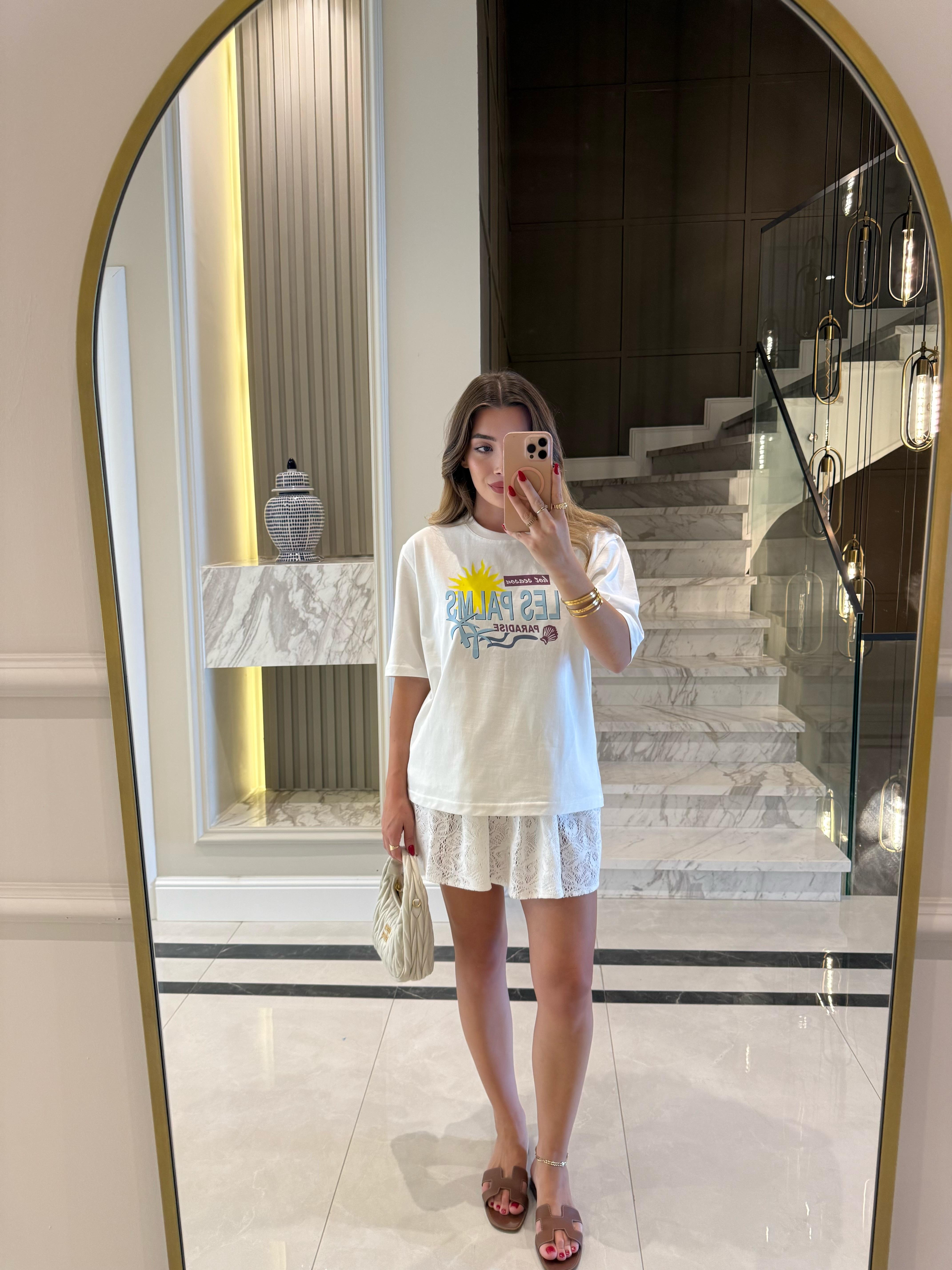 Les Palms Baskılı Basic Tişört