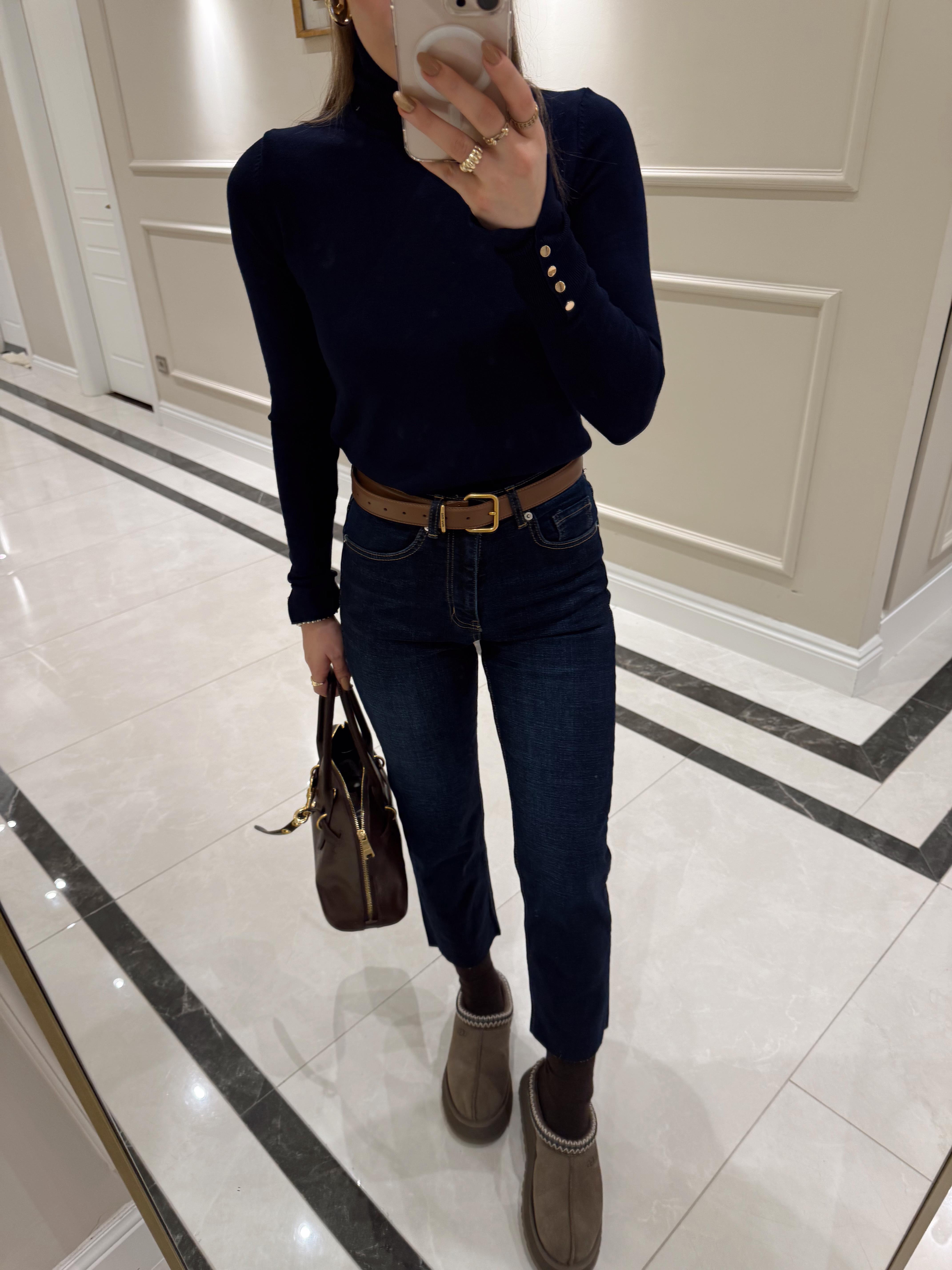 Likralı Koyu Lacivert Orj Boyfit Zr Jean 