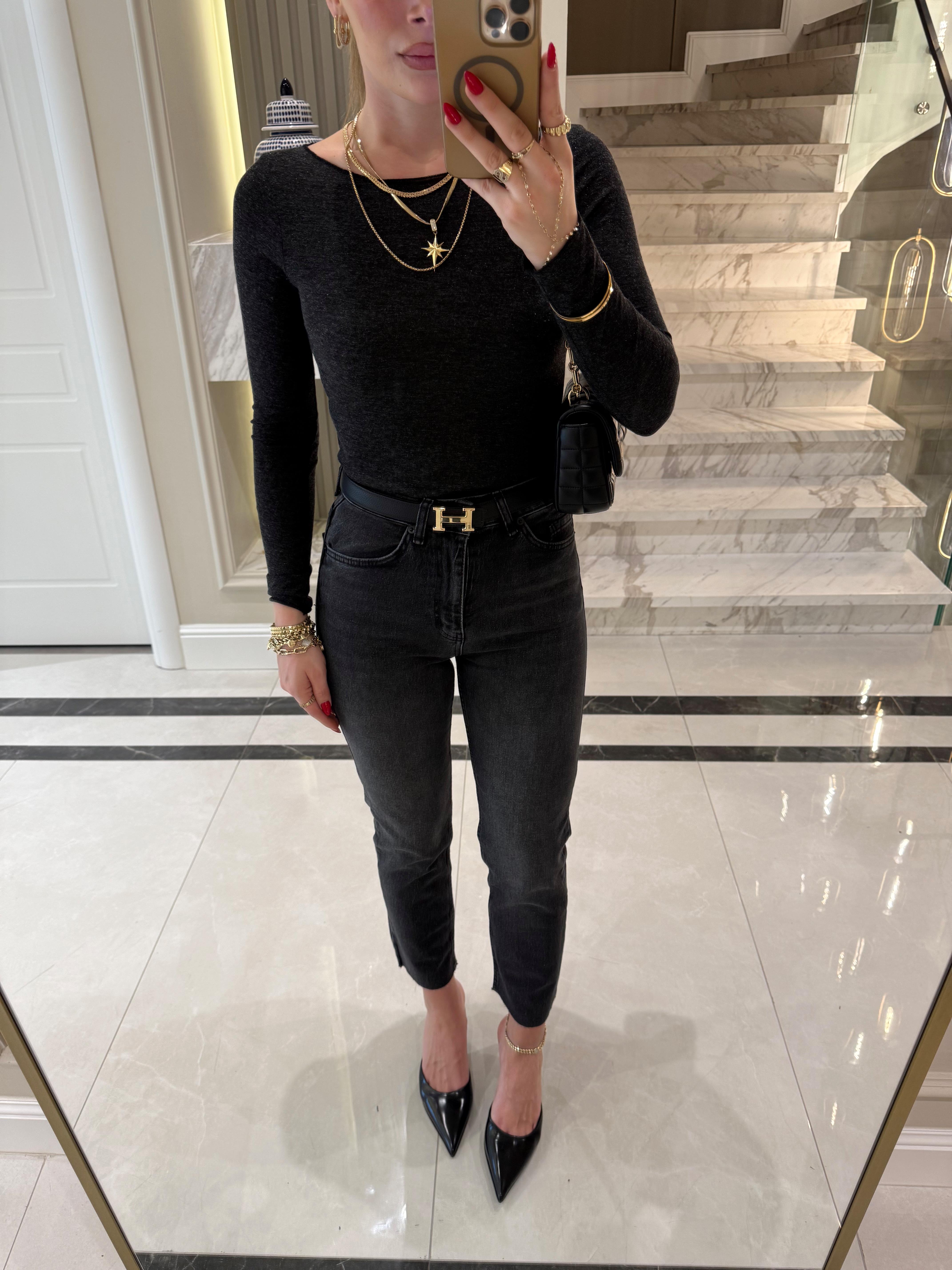Likrasız Antrasit Boyfit Jean ZR