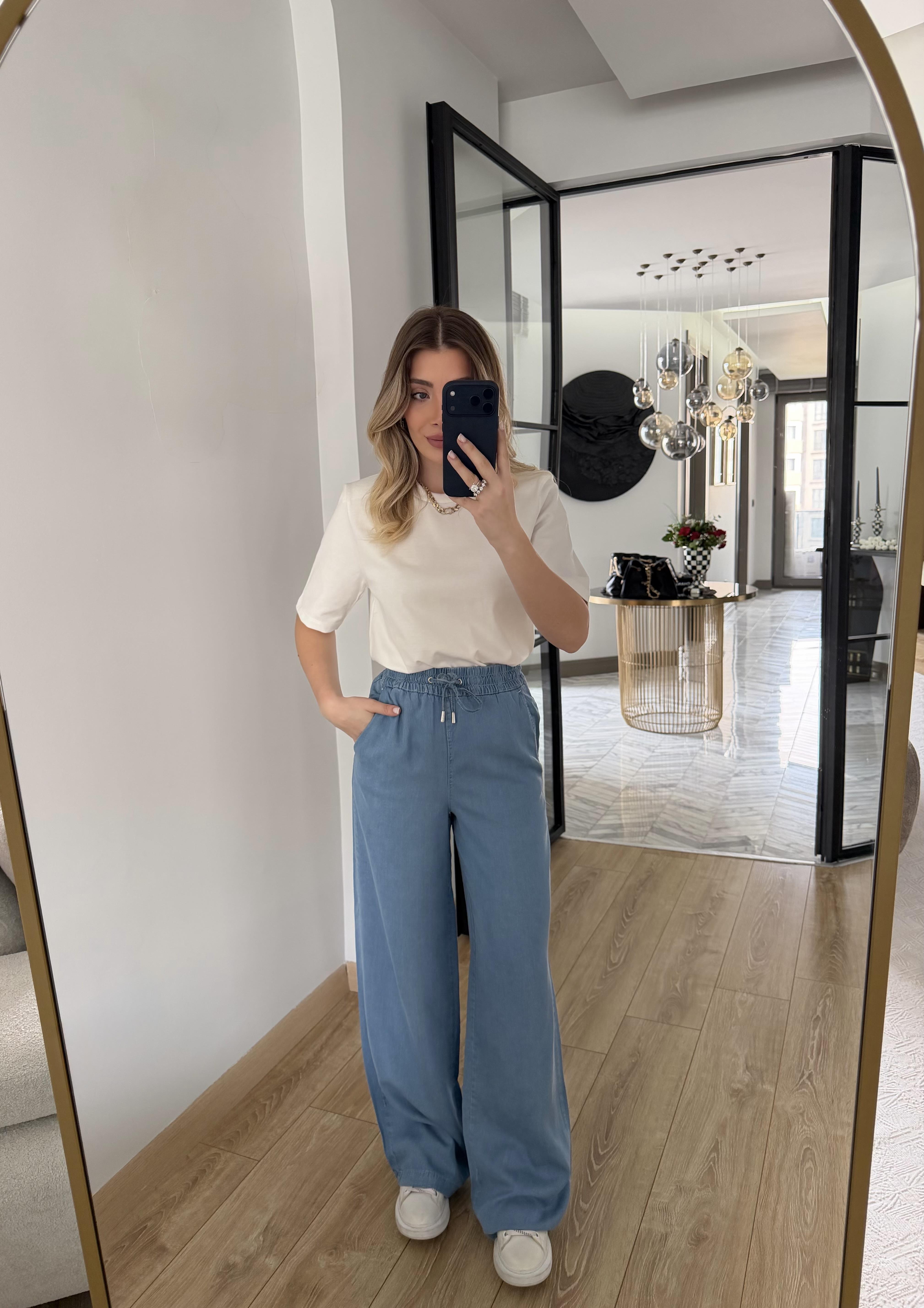 Mavi Beli İpli Tensel Pantolon
