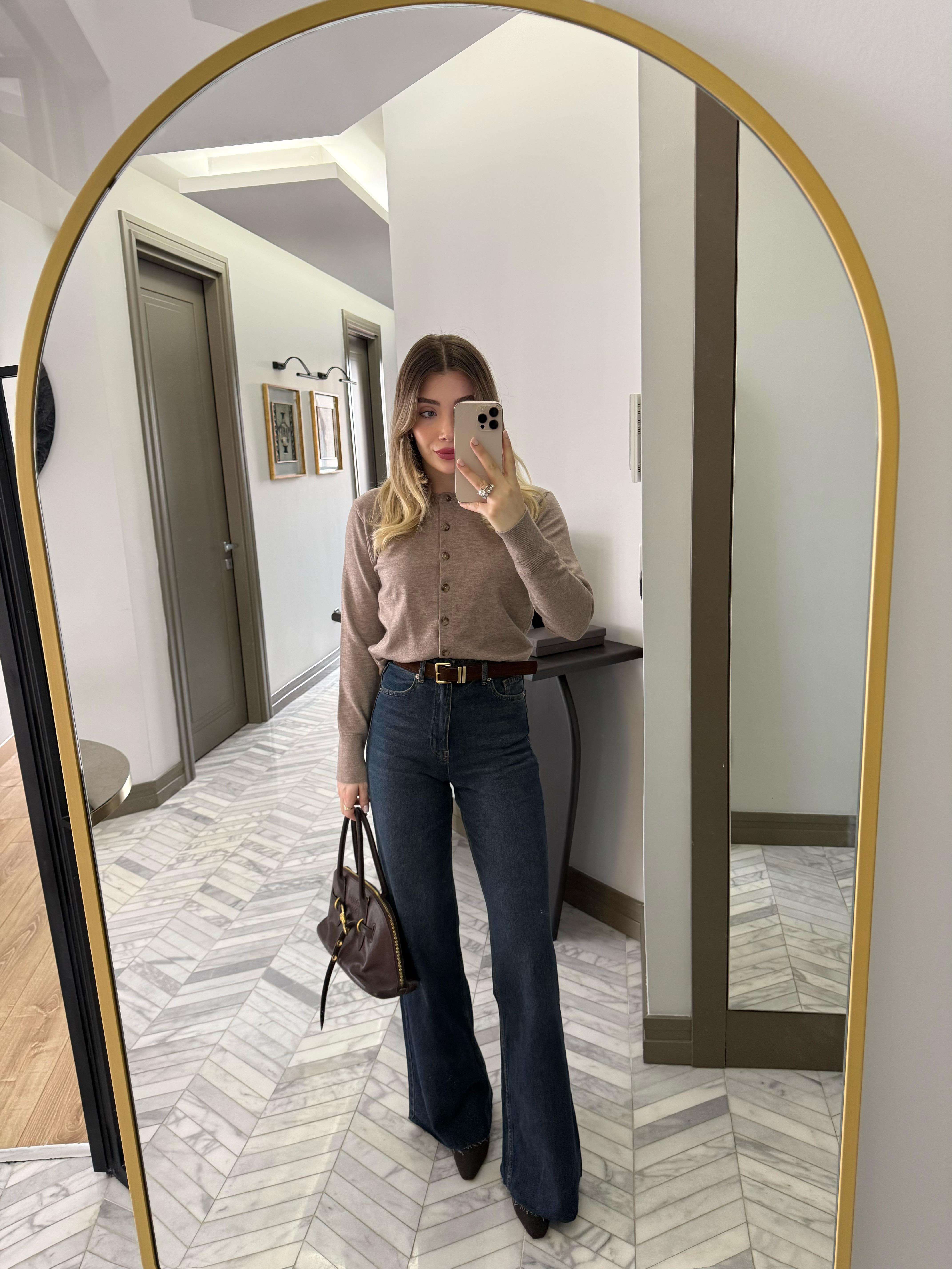 Mavi Kemerli Denim Palazzo Jean-1021